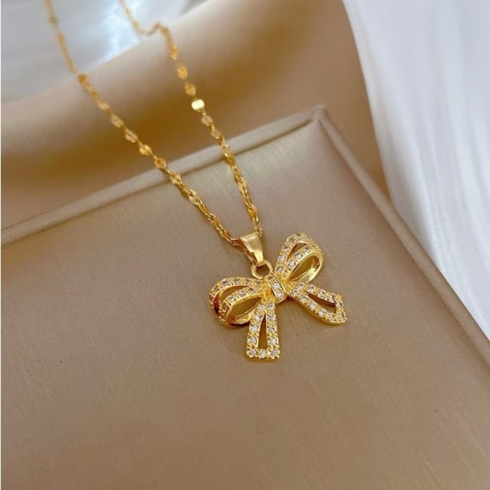 NEW - gold bow necklace, coquette bow jewelry, gift for bow lover